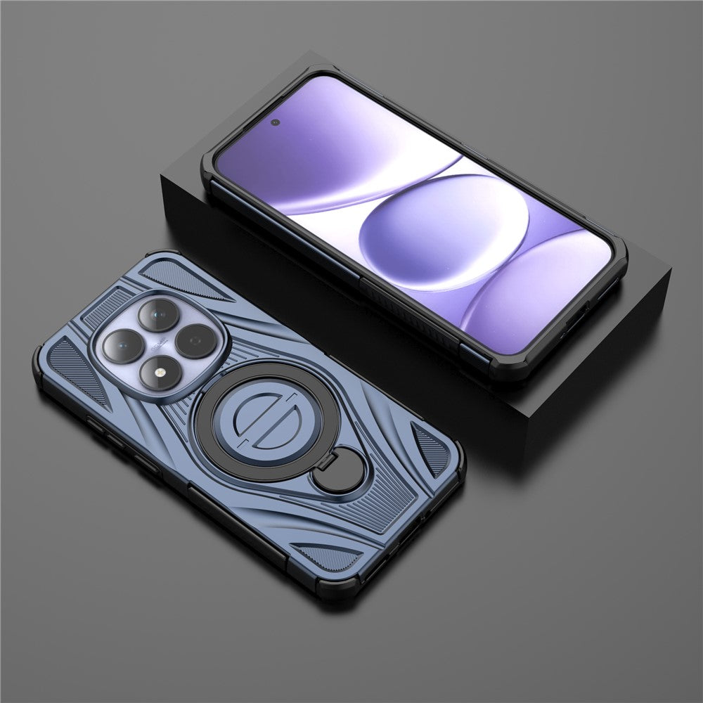 For Xiaomi Redmi Note 15 Pro 5G Magnetic Case Rotating Kickstand TPU PC Shockproof Phone Back Cover - Dark Blue