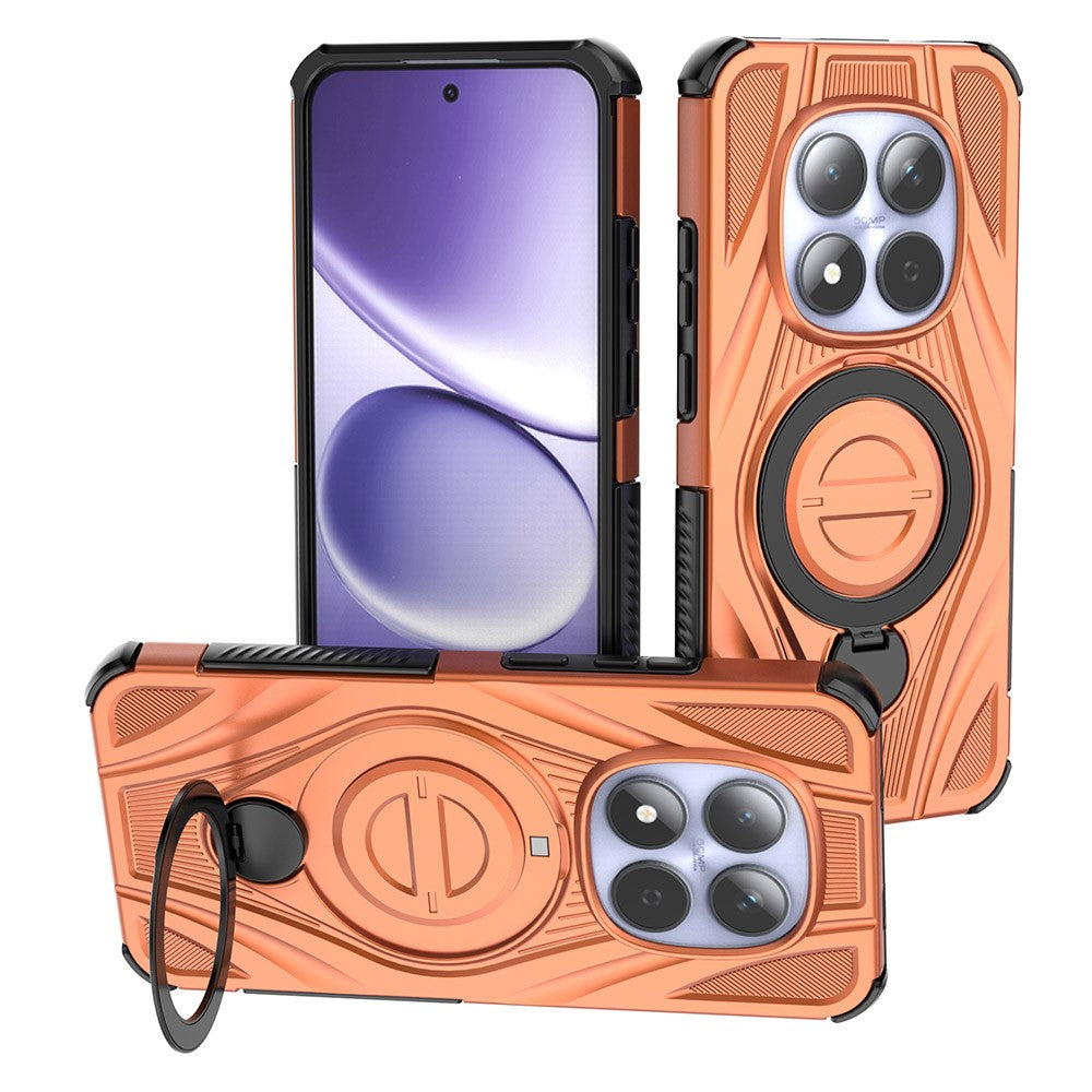 For Xiaomi Redmi Note 15 Pro 5G Magnetic Case Rotating Kickstand TPU PC Shockproof Phone Back Cover - Orange