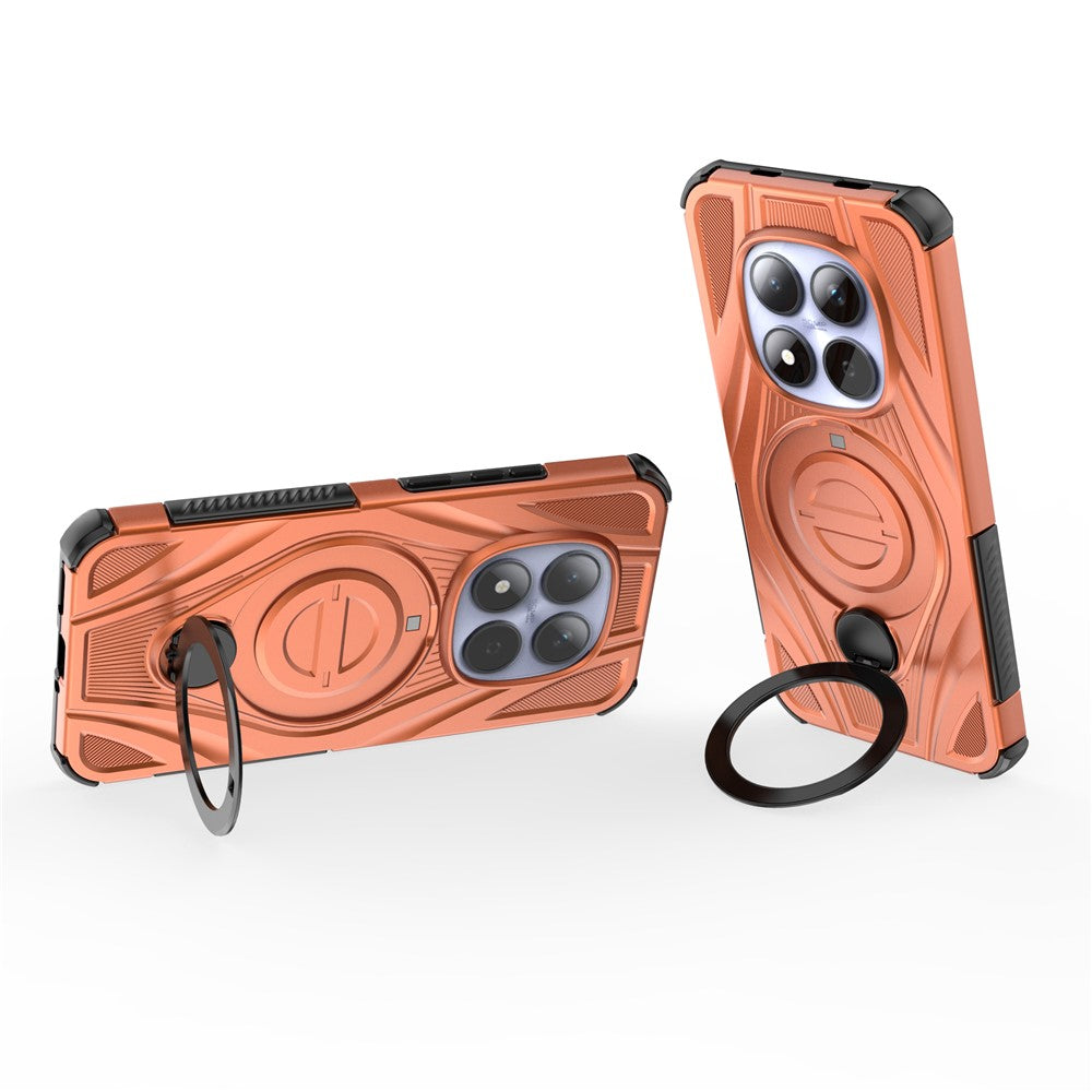 For Xiaomi Redmi Note 15 Pro 5G Magnetic Case Rotating Kickstand TPU PC Shockproof Phone Back Cover - Orange