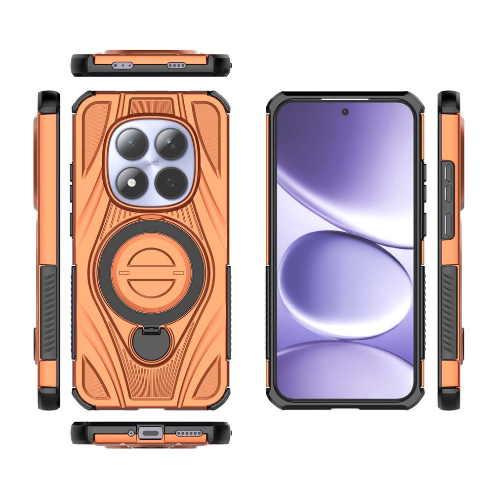 For Xiaomi Redmi Note 15 Pro 5G Magnetic Case Rotating Kickstand TPU PC Shockproof Phone Back Cover - Orange