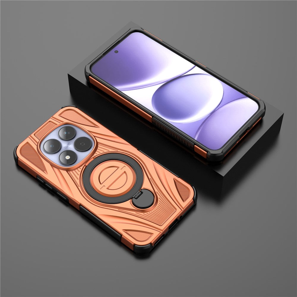 For Xiaomi Redmi Note 15 Pro 5G Magnetic Case Rotating Kickstand TPU PC Shockproof Phone Back Cover - Orange