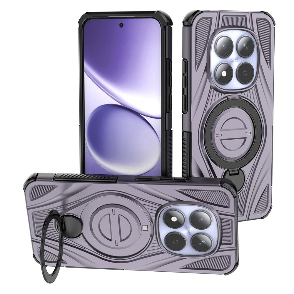 For Xiaomi Redmi Note 15 Pro 5G Magnetic Case Rotating Kickstand TPU PC Shockproof Phone Back Cover - Purple