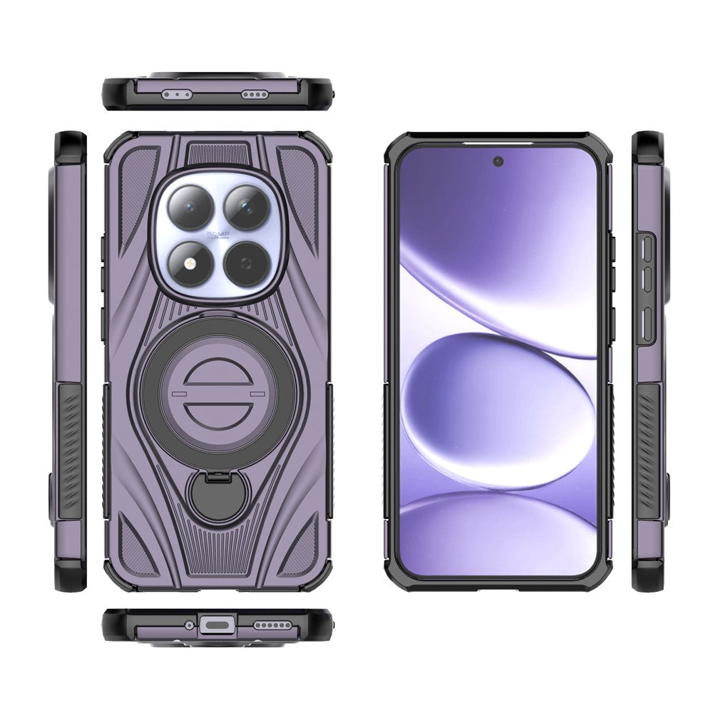 For Xiaomi Redmi Note 15 Pro 5G Magnetic Case Rotating Kickstand TPU PC Shockproof Phone Back Cover - Purple