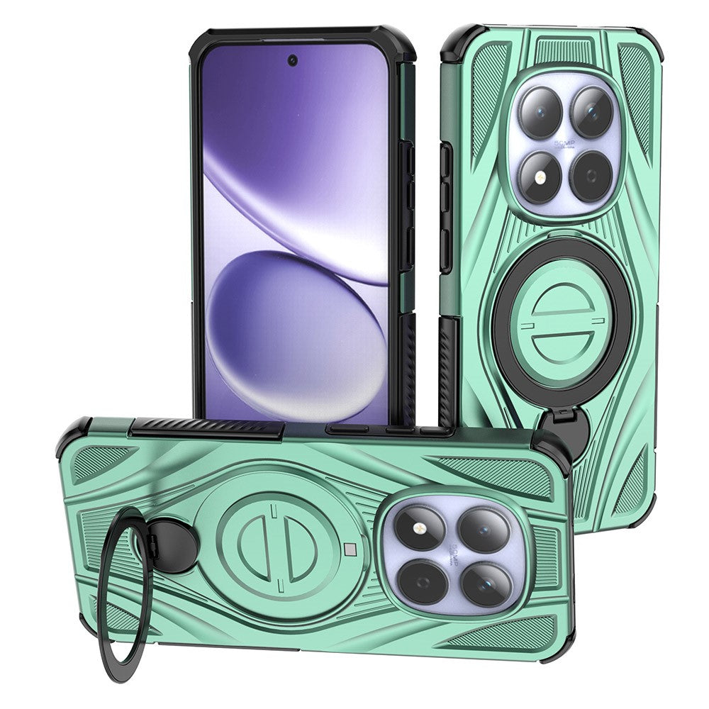 For Xiaomi Redmi Note 15 Pro 5G Magnetic Case Rotating Kickstand TPU PC Shockproof Phone Back Cover - Green