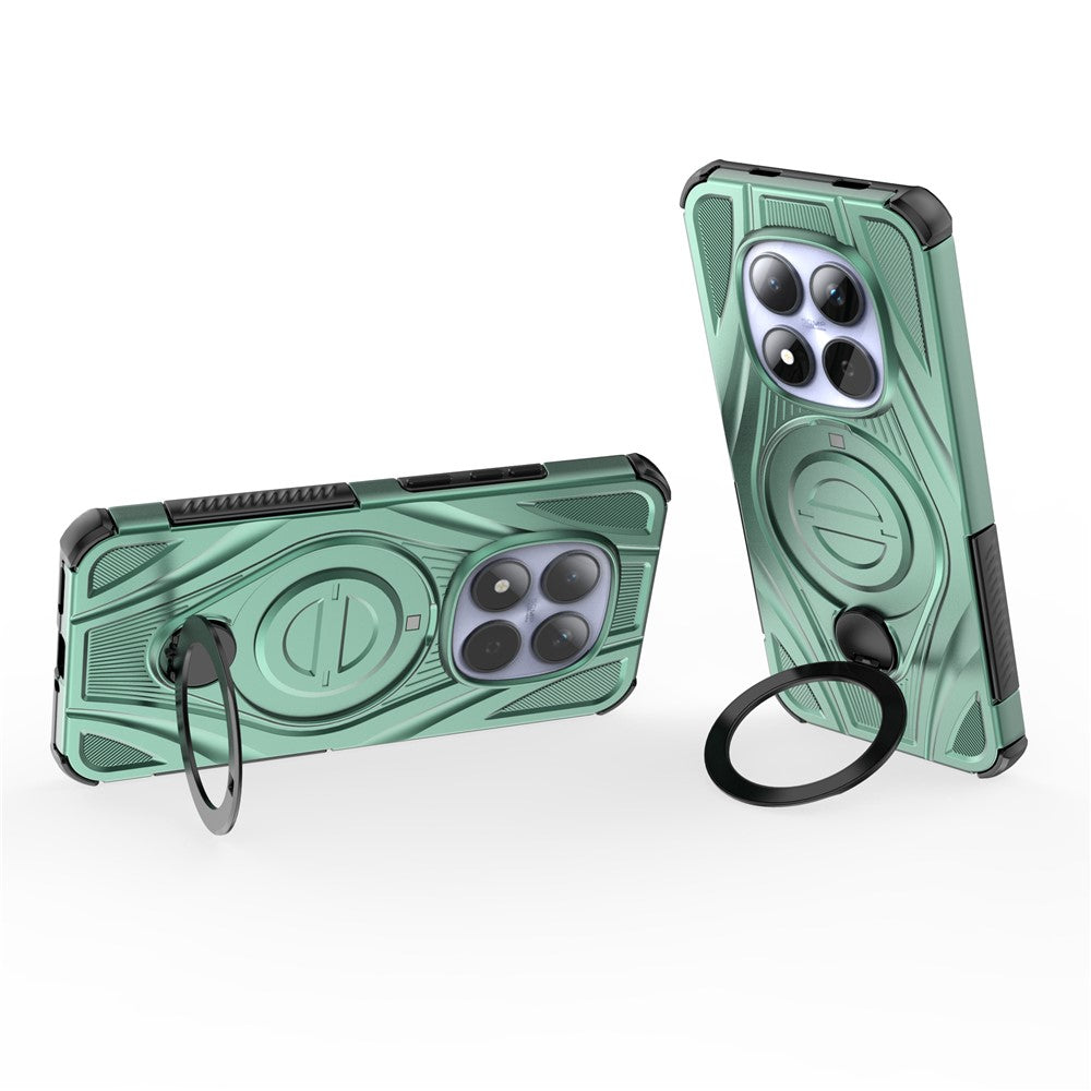 For Xiaomi Redmi Note 15 Pro 5G Magnetic Case Rotating Kickstand TPU PC Shockproof Phone Back Cover - Green