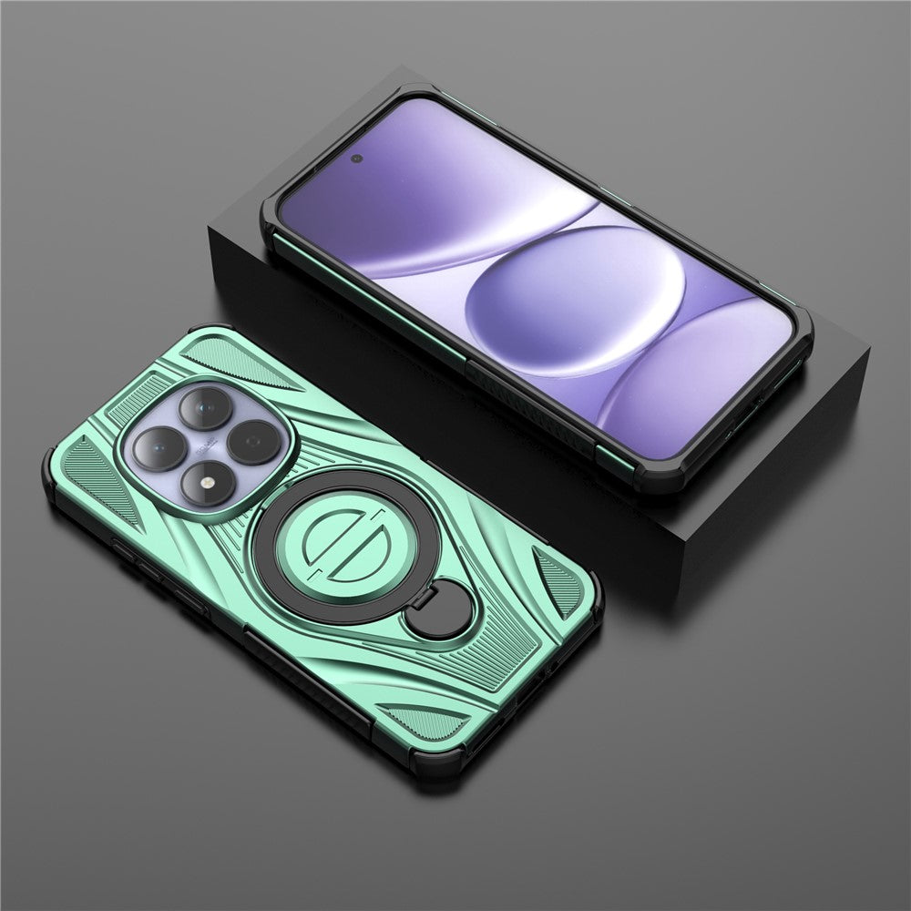 For Xiaomi Redmi Note 15 Pro 5G Magnetic Case Rotating Kickstand TPU PC Shockproof Phone Back Cover - Green