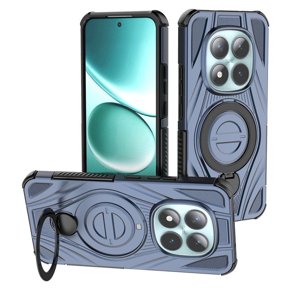 For Xiaomi Poco M8 Pro 5G / Redmi Note 15 Pro+ 5G (Global) Magnetic Case Rotating Kickstand TPU PC Shockproof Phone Back Cover - Dark Blue