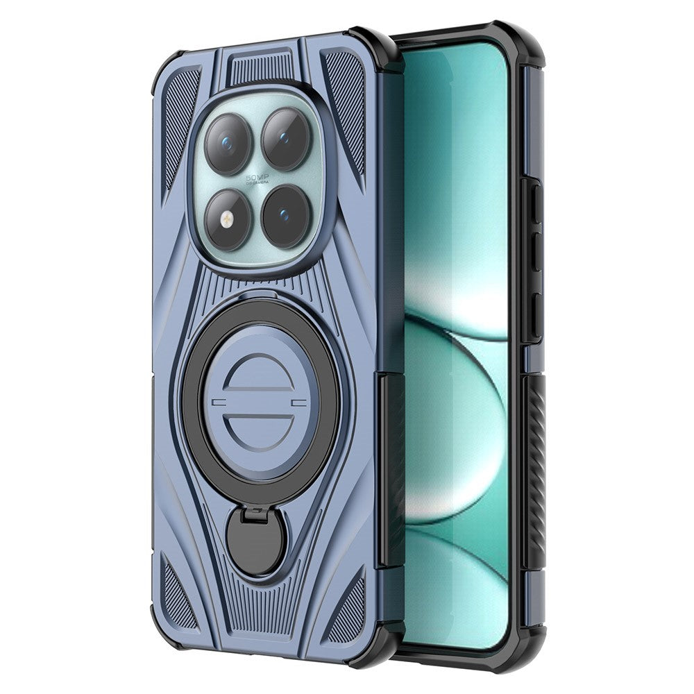For Xiaomi Poco M8 Pro 5G / Redmi Note 15 Pro+ 5G (Global) Magnetic Case Rotating Kickstand TPU PC Shockproof Phone Back Cover - Dark Blue