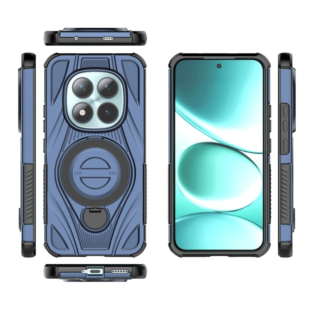 For Xiaomi Poco M8 Pro 5G / Redmi Note 15 Pro+ 5G (Global) Magnetic Case Rotating Kickstand TPU PC Shockproof Phone Back Cover - Dark Blue