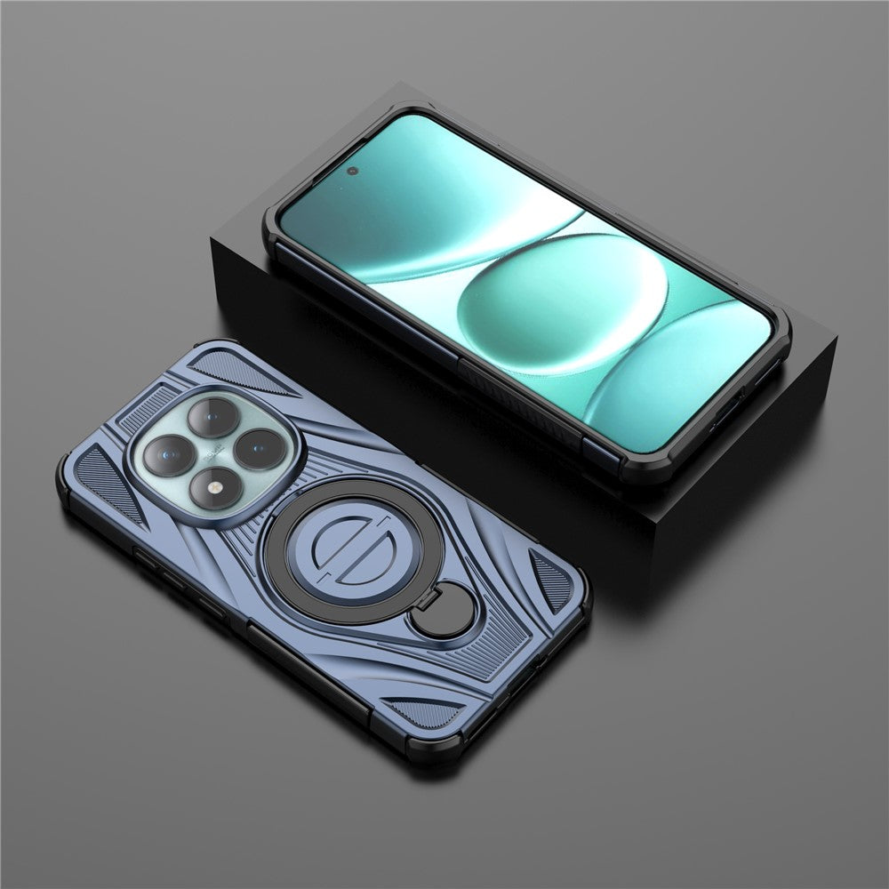 For Xiaomi Poco M8 Pro 5G / Redmi Note 15 Pro+ 5G (Global) Magnetic Case Rotating Kickstand TPU PC Shockproof Phone Back Cover - Dark Blue