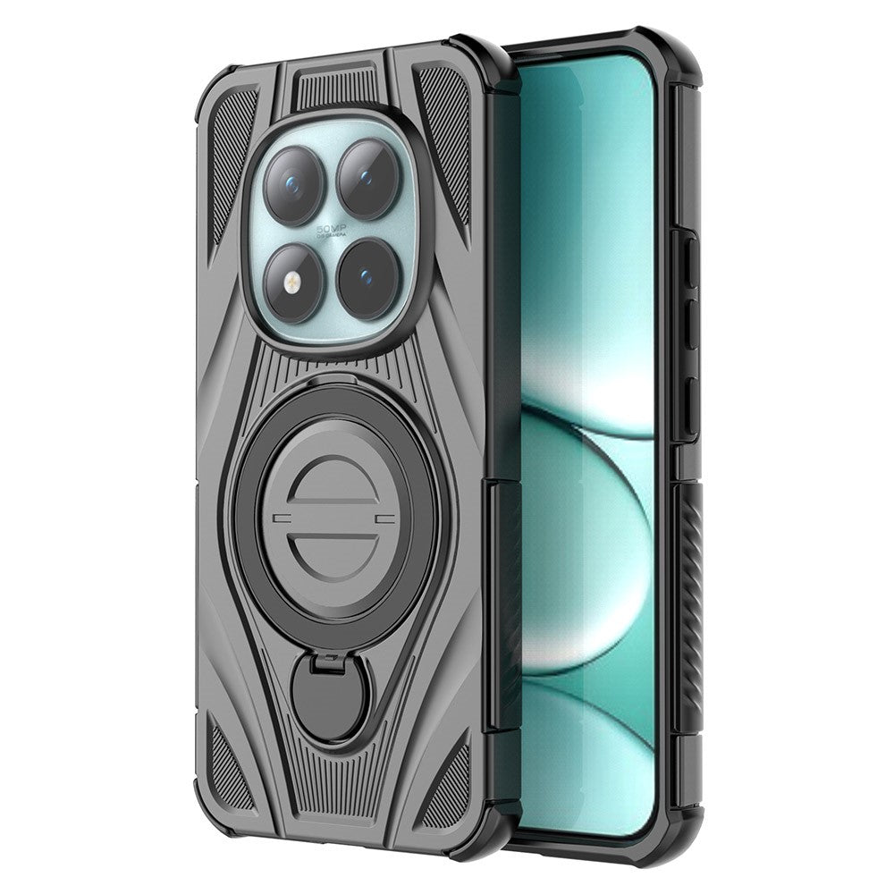 For Xiaomi Poco M8 Pro 5G / Redmi Note 15 Pro+ 5G (Global) Magnetic Case Rotating Kickstand TPU PC Shockproof Phone Back Cover - Black