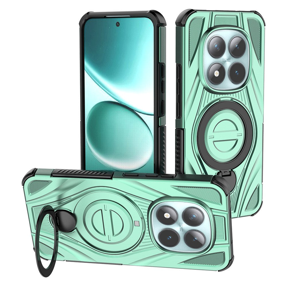 For Xiaomi Poco M8 Pro 5G / Redmi Note 15 Pro+ 5G (Global) Magnetic Case Rotating Kickstand TPU PC Shockproof Phone Back Cover - Green
