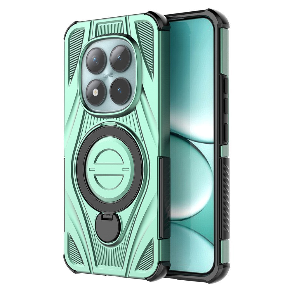 For Xiaomi Poco M8 Pro 5G / Redmi Note 15 Pro+ 5G (Global) Magnetic Case Rotating Kickstand TPU PC Shockproof Phone Back Cover - Green