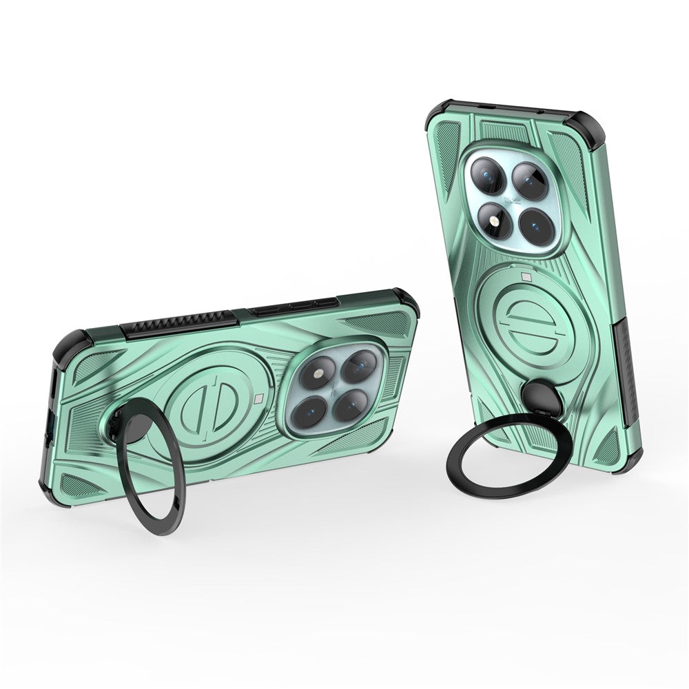 For Xiaomi Poco M8 Pro 5G / Redmi Note 15 Pro+ 5G (Global) Magnetic Case Rotating Kickstand TPU PC Shockproof Phone Back Cover - Green