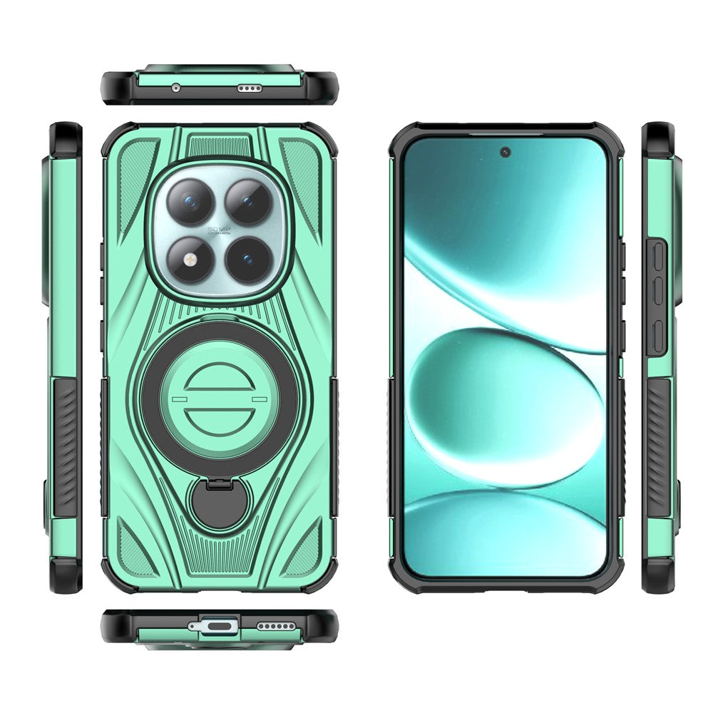 For Xiaomi Poco M8 Pro 5G / Redmi Note 15 Pro+ 5G (Global) Magnetic Case Rotating Kickstand TPU PC Shockproof Phone Back Cover - Green