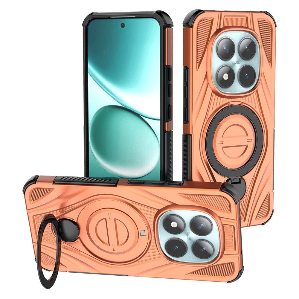 For Xiaomi Poco M8 Pro 5G / Redmi Note 15 Pro+ 5G (Global) Magnetic Case Rotating Kickstand TPU PC Shockproof Phone Back Cover - Orange