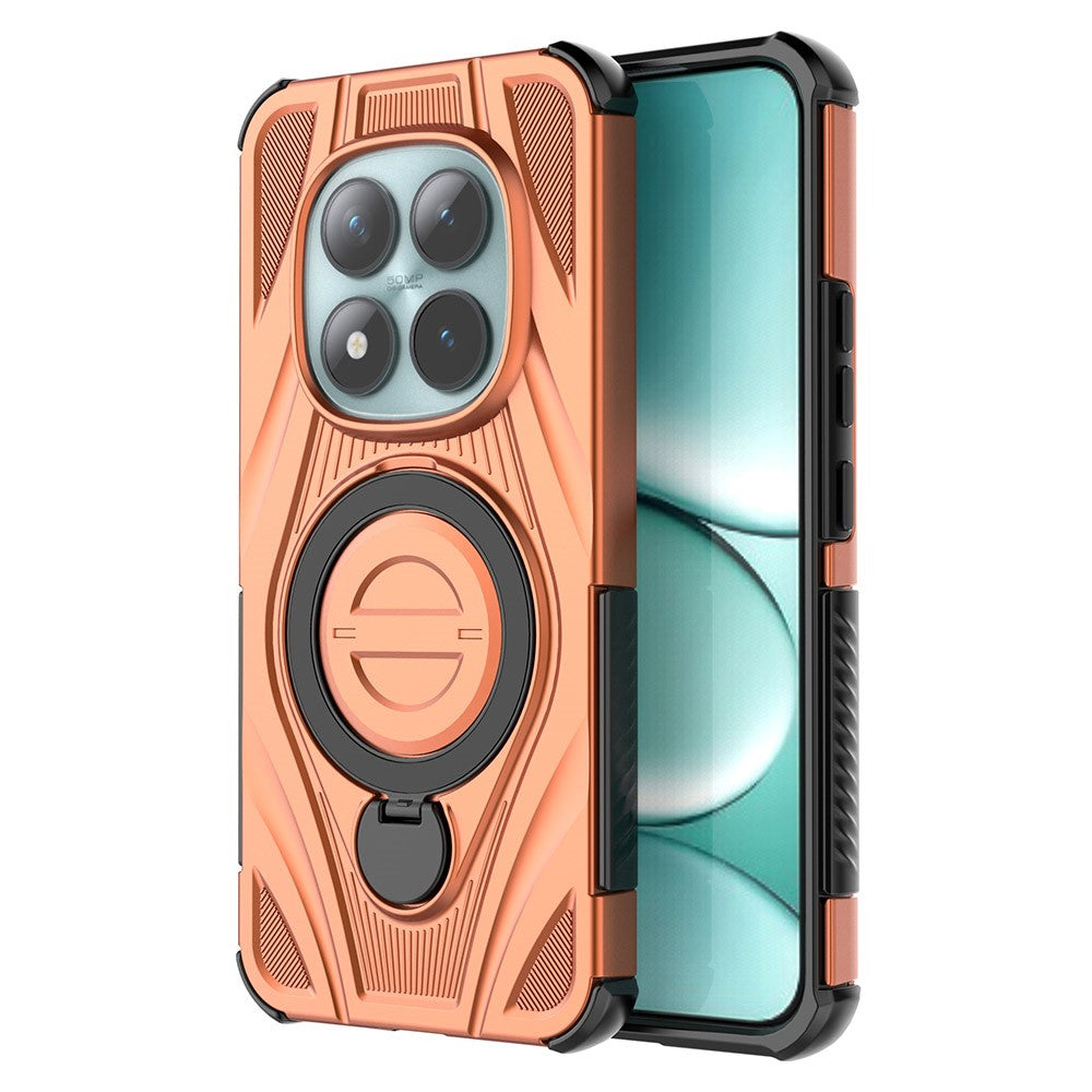 For Xiaomi Poco M8 Pro 5G / Redmi Note 15 Pro+ 5G (Global) Magnetic Case Rotating Kickstand TPU PC Shockproof Phone Back Cover - Orange
