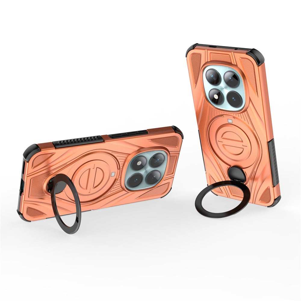 For Xiaomi Poco M8 Pro 5G / Redmi Note 15 Pro+ 5G (Global) Magnetic Case Rotating Kickstand TPU PC Shockproof Phone Back Cover - Orange
