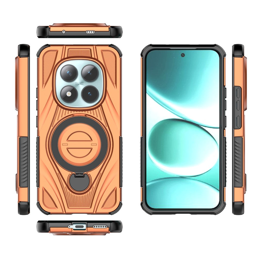 For Xiaomi Poco M8 Pro 5G / Redmi Note 15 Pro+ 5G (Global) Magnetic Case Rotating Kickstand TPU PC Shockproof Phone Back Cover - Orange