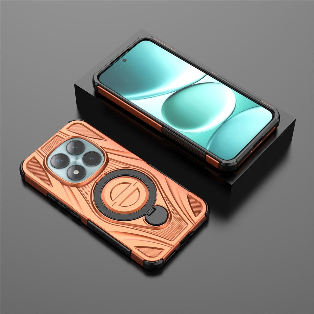 For Xiaomi Poco M8 Pro 5G / Redmi Note 15 Pro+ 5G (Global) Magnetic Case Rotating Kickstand TPU PC Shockproof Phone Back Cover - Orange