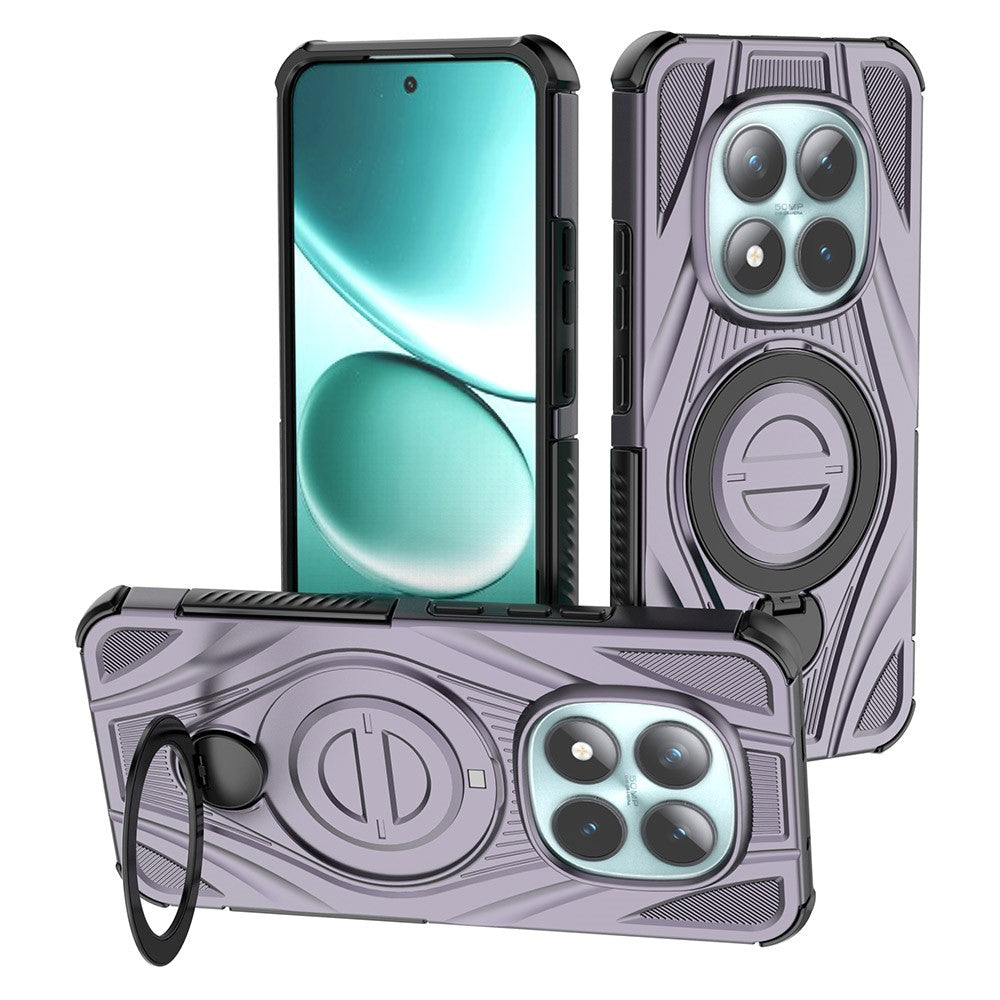 For Xiaomi Poco M8 Pro 5G / Redmi Note 15 Pro+ 5G (Global) Magnetic Case Rotating Kickstand TPU PC Shockproof Phone Back Cover - Purple