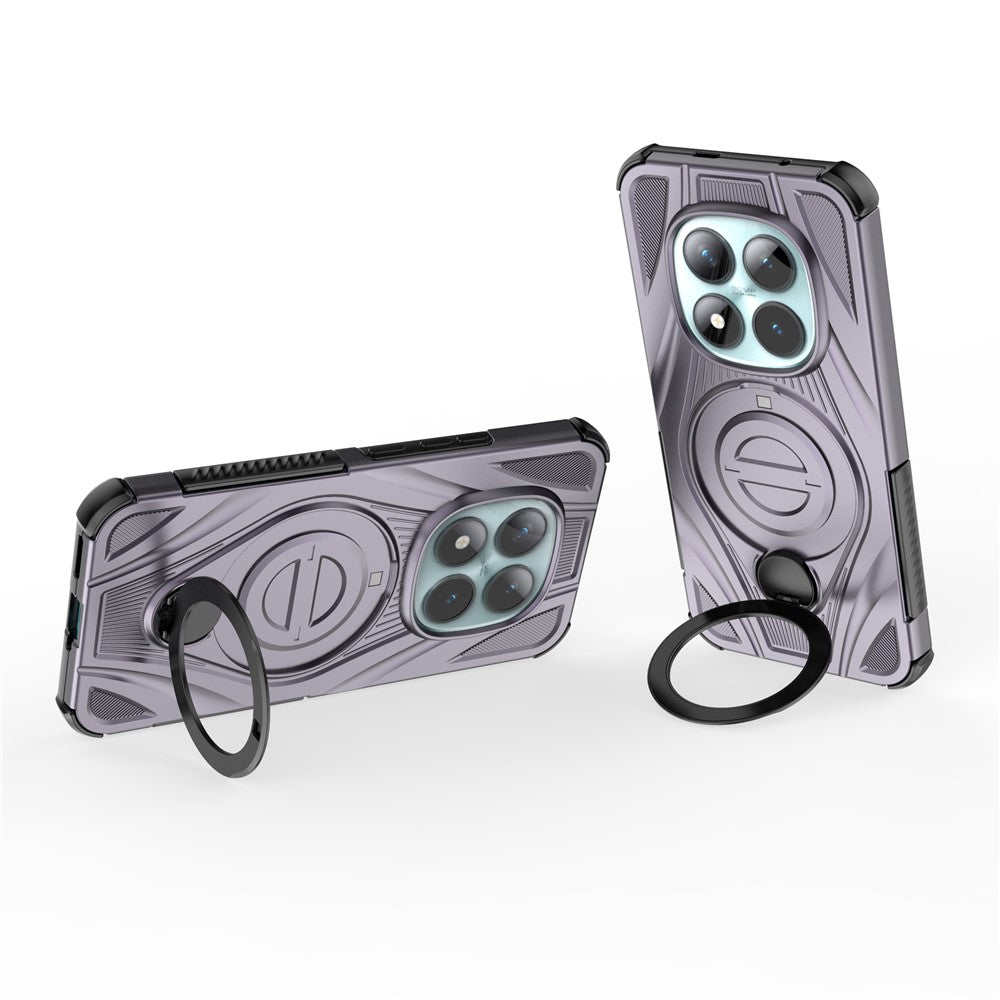 For Xiaomi Poco M8 Pro 5G / Redmi Note 15 Pro+ 5G (Global) Magnetic Case Rotating Kickstand TPU PC Shockproof Phone Back Cover - Purple