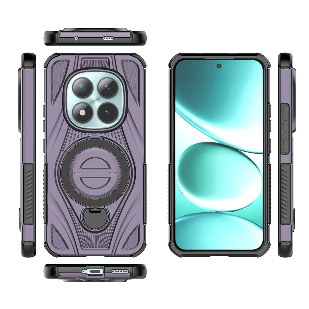 For Xiaomi Poco M8 Pro 5G / Redmi Note 15 Pro+ 5G (Global) Magnetic Case Rotating Kickstand TPU PC Shockproof Phone Back Cover - Purple