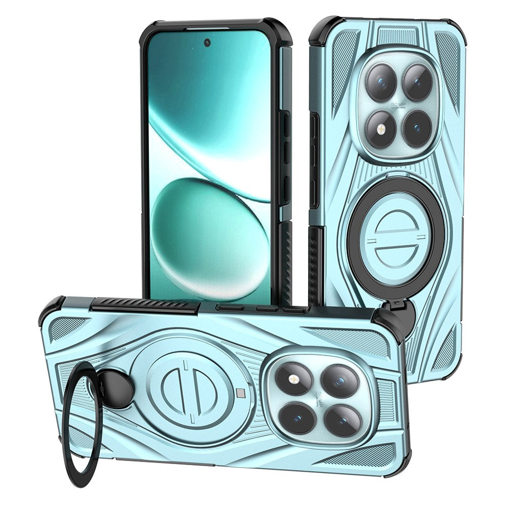 For Xiaomi Poco M8 Pro 5G / Redmi Note 15 Pro+ 5G (Global) Magnetic Case Rotating Kickstand TPU PC Shockproof Phone Back Cover - Baby Blue