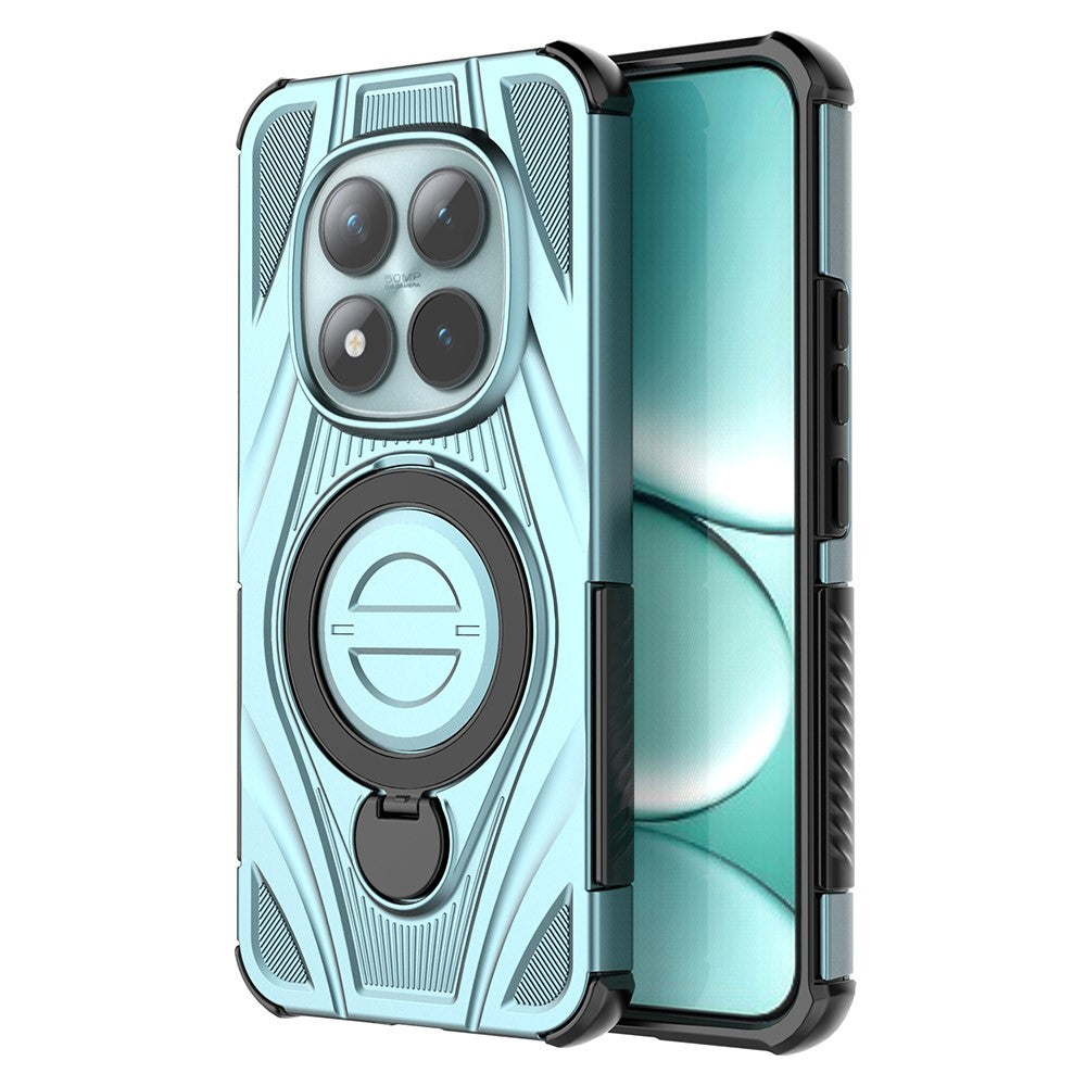 For Xiaomi Poco M8 Pro 5G / Redmi Note 15 Pro+ 5G (Global) Magnetic Case Rotating Kickstand TPU PC Shockproof Phone Back Cover - Baby Blue