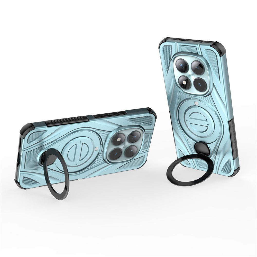 For Xiaomi Poco M8 Pro 5G / Redmi Note 15 Pro+ 5G (Global) Magnetic Case Rotating Kickstand TPU PC Shockproof Phone Back Cover - Baby Blue