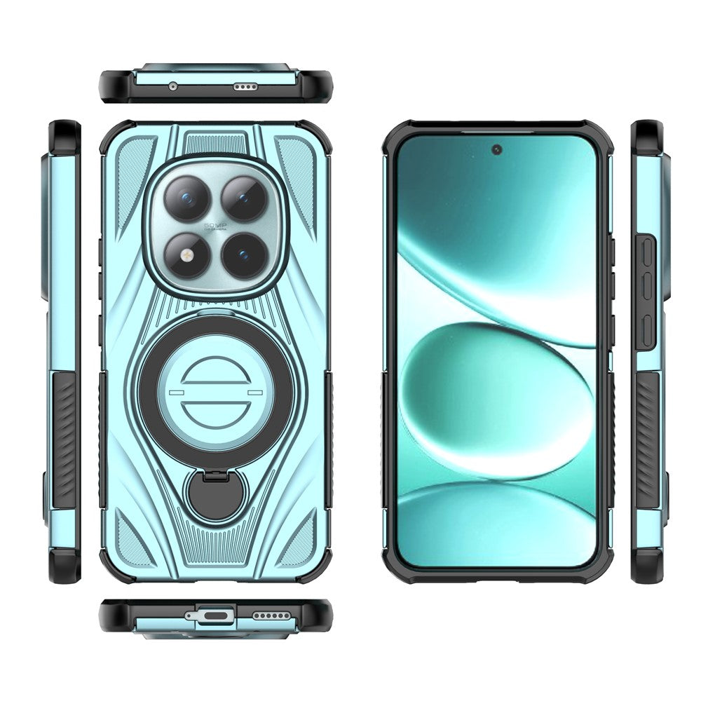 For Xiaomi Poco M8 Pro 5G / Redmi Note 15 Pro+ 5G (Global) Magnetic Case Rotating Kickstand TPU PC Shockproof Phone Back Cover - Baby Blue