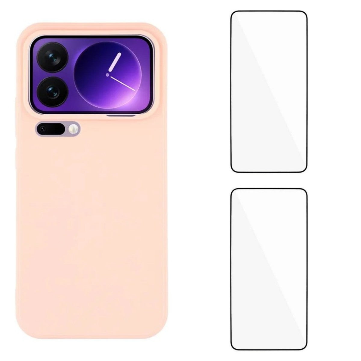 For Xiaomi 17 Pro Max Case WANLONFENG ZB1 Series Precise Cutouts Straight Edge TPU Phone Cover with 2Pcs Tempered Glass Films - Pink