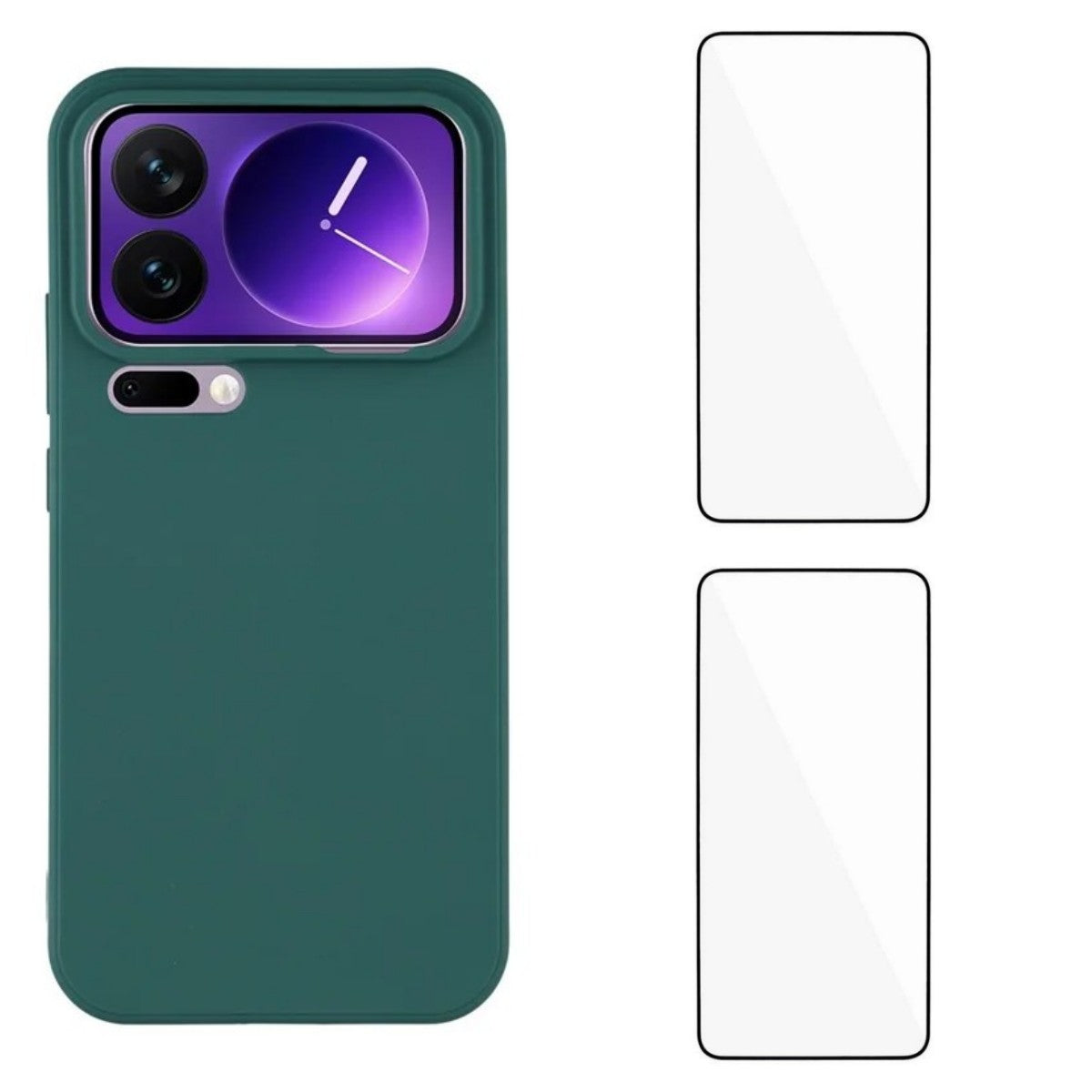 For Xiaomi 17 Pro Max Case WANLONFENG ZB1 Series Precise Cutouts Straight Edge TPU Phone Cover with 2Pcs Tempered Glass Films - Army Green