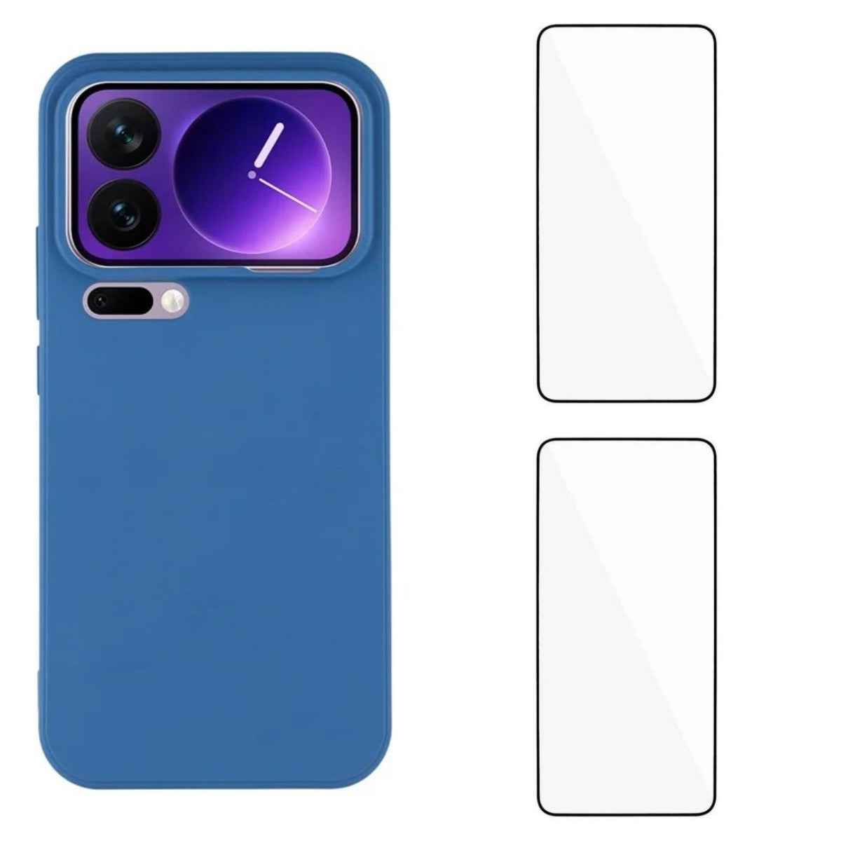 For Xiaomi 17 Pro Case WANLONFENG ZB1 Series Precise Cutouts Straight Edge TPU Phone Cover with 2Pcs Tempered Glass Films - Sapphire