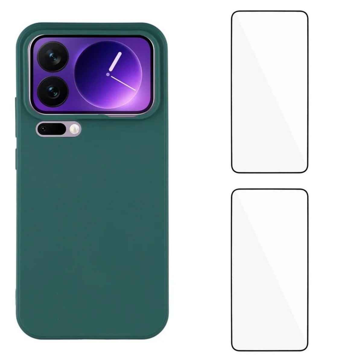 For Xiaomi 17 Pro Case WANLONFENG ZB1 Series Precise Cutouts Straight Edge TPU Phone Cover with 2Pcs Tempered Glass Films - Army Green