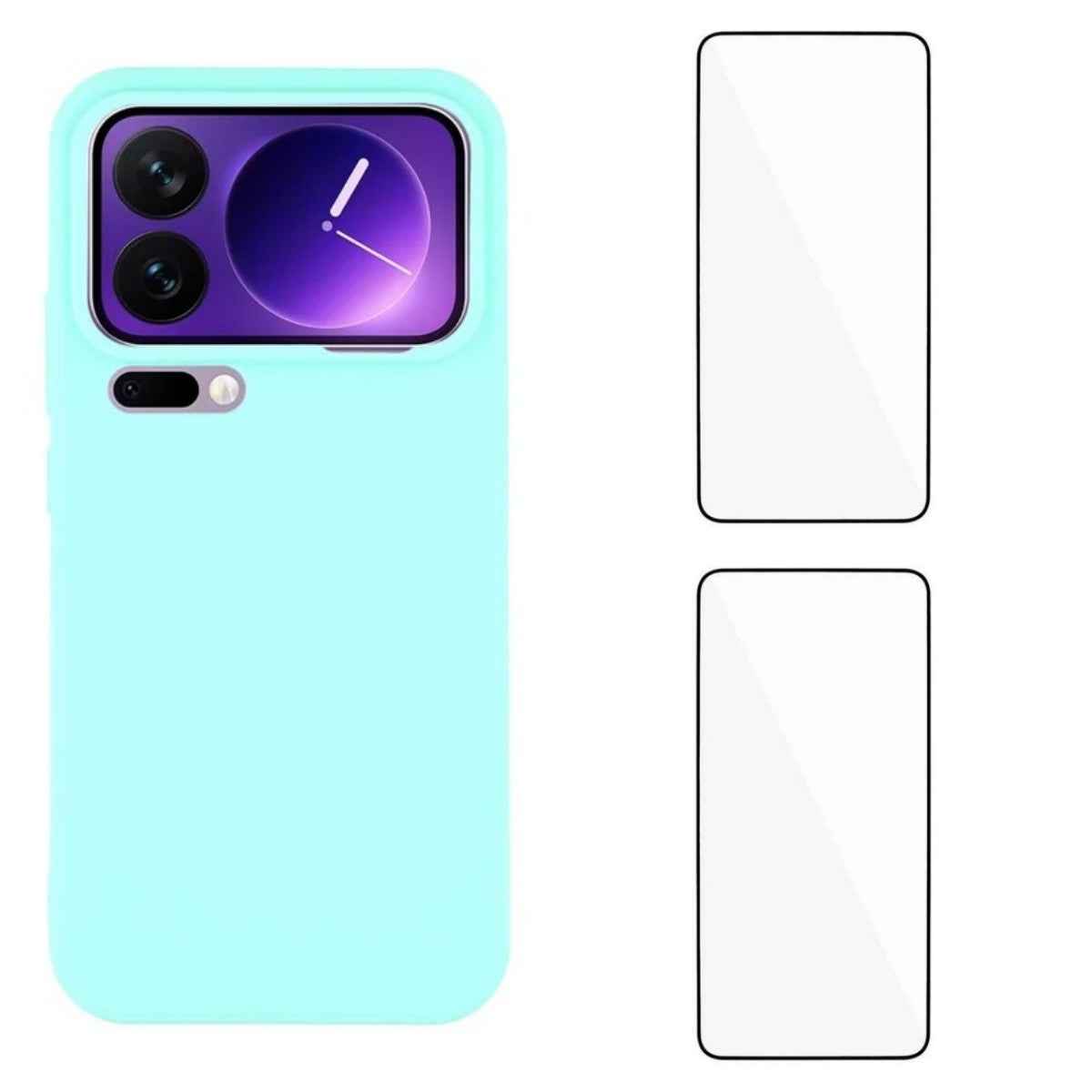 For Xiaomi 17 Pro Case WANLONFENG ZB1 Series Precise Cutouts Straight Edge TPU Phone Cover with 2Pcs Tempered Glass Films - Baby Blue