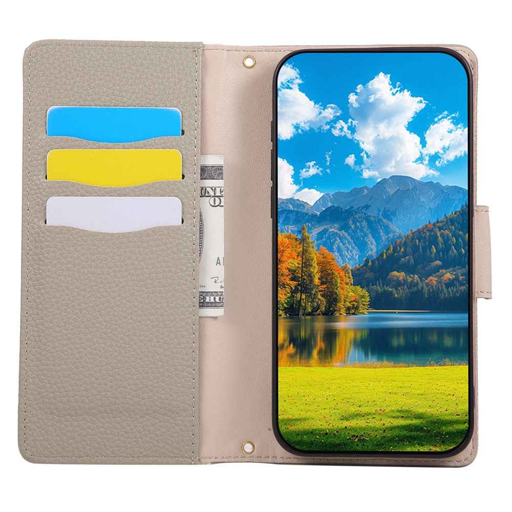 For Xiaomi 17 Pro Case Zipper Wallet Color Splicing TPU PU Leather Flip Phone Cover with Strap - Grey