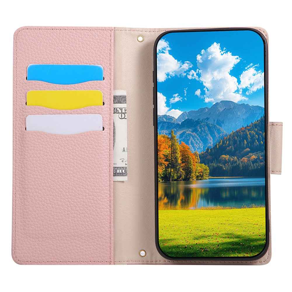 For Xiaomi 17 Pro Case Zipper Wallet Color Splicing TPU PU Leather Flip Phone Cover with Strap - Pink