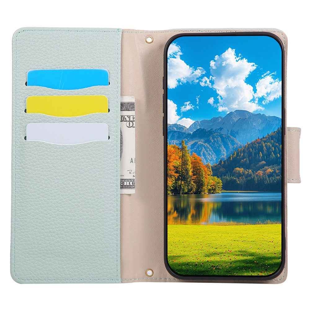 For Xiaomi 17 Pro Case Zipper Wallet Color Splicing TPU PU Leather Flip Phone Cover with Strap - Green