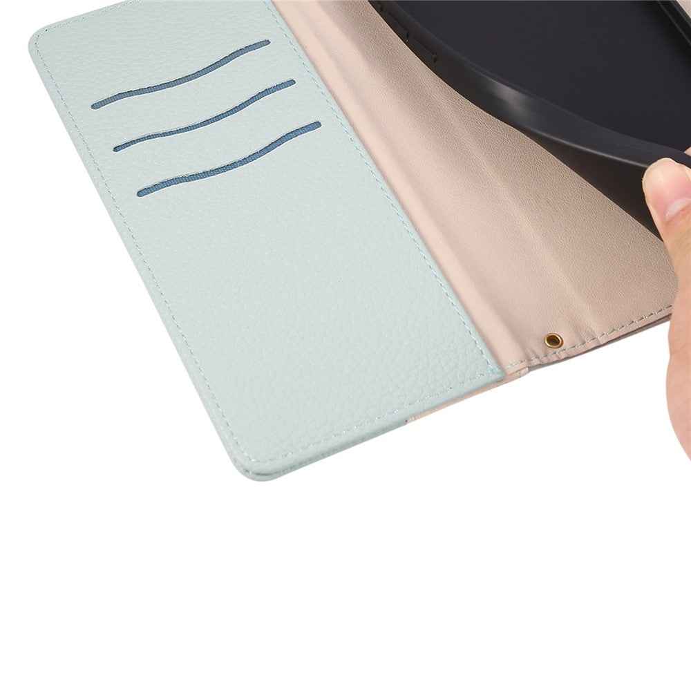 For Xiaomi 17 Pro Case Zipper Wallet Color Splicing TPU PU Leather Flip Phone Cover with Strap - Green