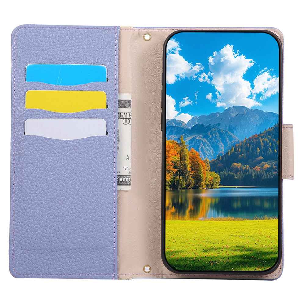 For Xiaomi 17 Pro Case Zipper Wallet Color Splicing TPU PU Leather Flip Phone Cover with Strap - Purple