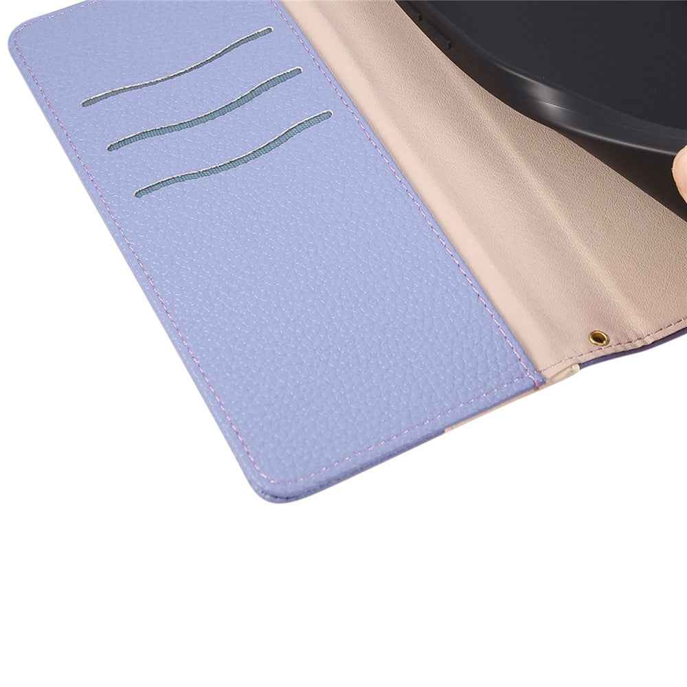 For Xiaomi 17 Pro Case Zipper Wallet Color Splicing TPU PU Leather Flip Phone Cover with Strap - Purple