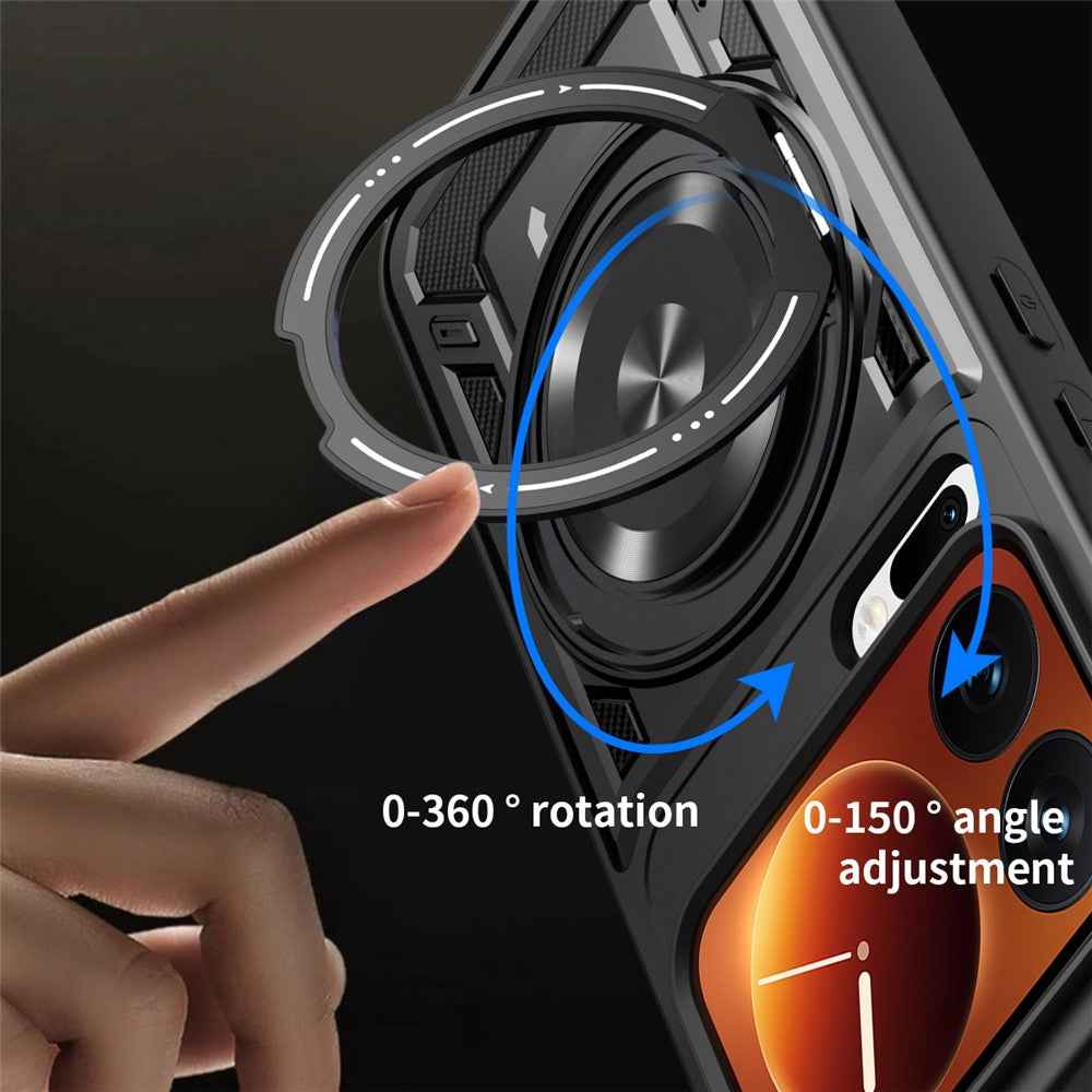 For Xiaomi 17 Pro Magnetic Case Rotating Kickstand TPU + PC Phone Cover - Black