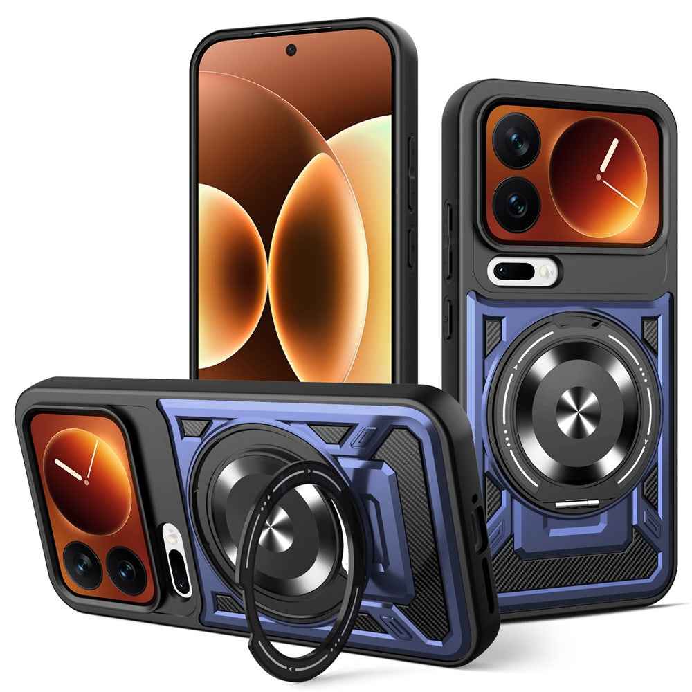 For Xiaomi 17 Pro Magnetic Case Rotating Kickstand TPU + PC Phone Cover - Sapphire
