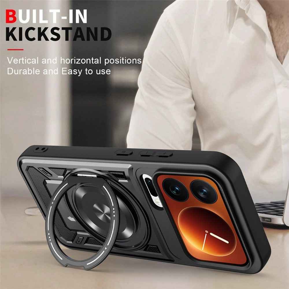 For Xiaomi 17 Pro Magnetic Case Rotating Kickstand TPU + PC Phone Cover - Rose Gold