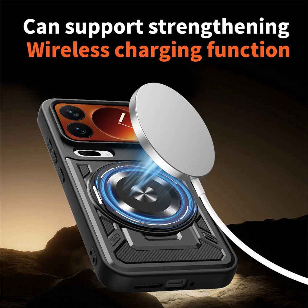 For Xiaomi 17 Pro Magnetic Case Rotating Kickstand TPU + PC Phone Cover - Rose Gold
