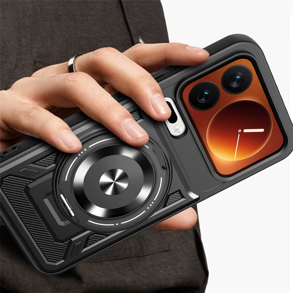 For Xiaomi 17 Pro Max Magnetic Case Rotating Kickstand TPU + PC Phone Cover - Grey