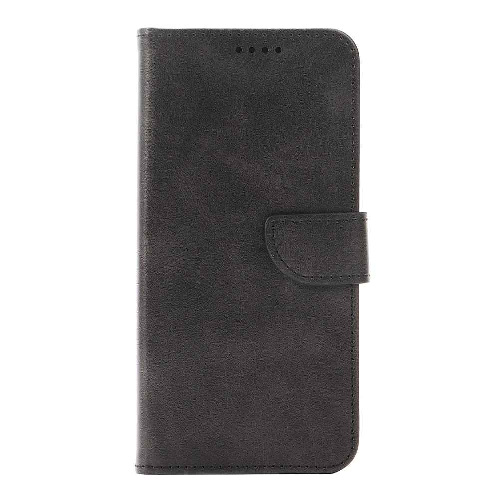 For Xiaomi 17 Pro Case Wallet Stand Magnetic Clasp Closure Calf Texture Leather Phone Cover - Black