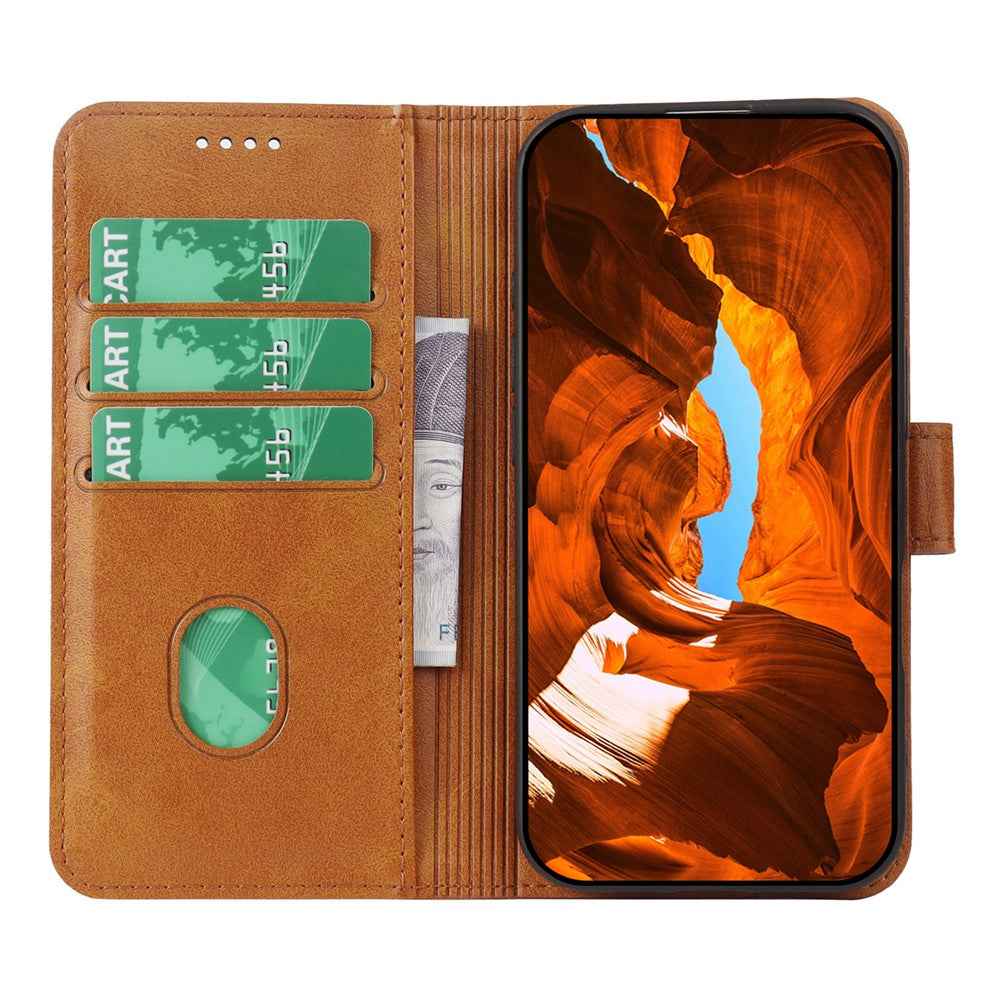 For Xiaomi 17 Pro Case Wallet Stand Magnetic Clasp Closure Calf Texture Leather Phone Cover - Yellow