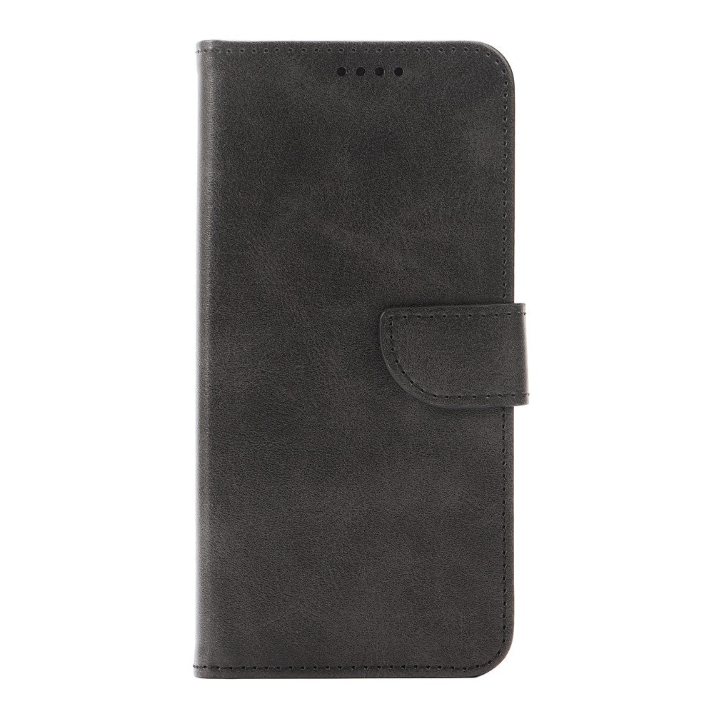 For Xiaomi 17 Pro Max Case Wallet Stand Magnetic Clasp Closure Calf Texture Leather Phone Cover - Black